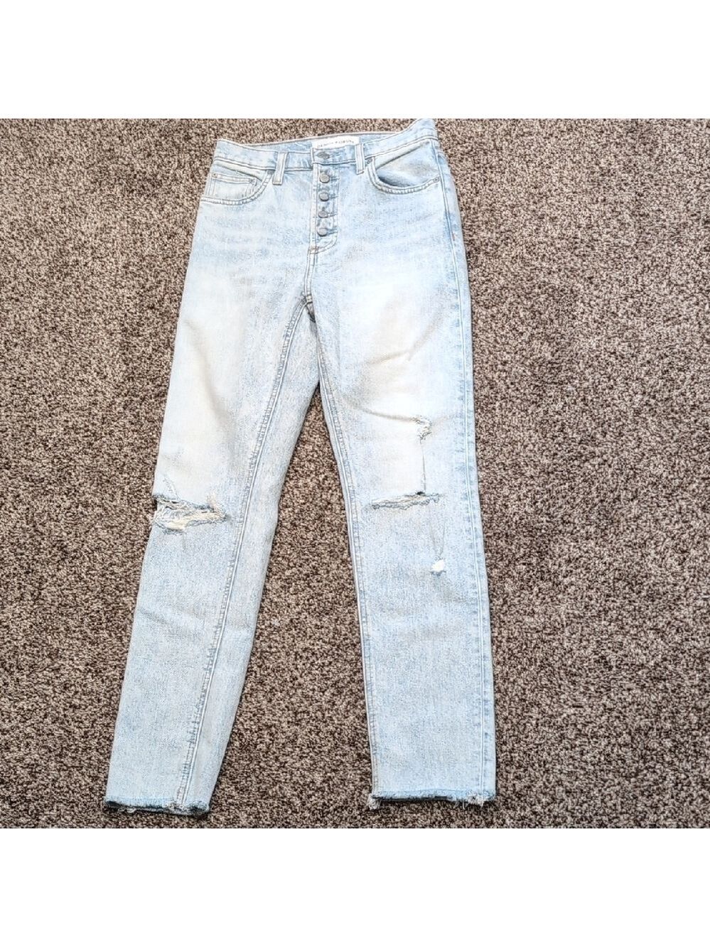 Denim Forum The Yoko High Rise Slim Size 25 Distressed Buttonfly